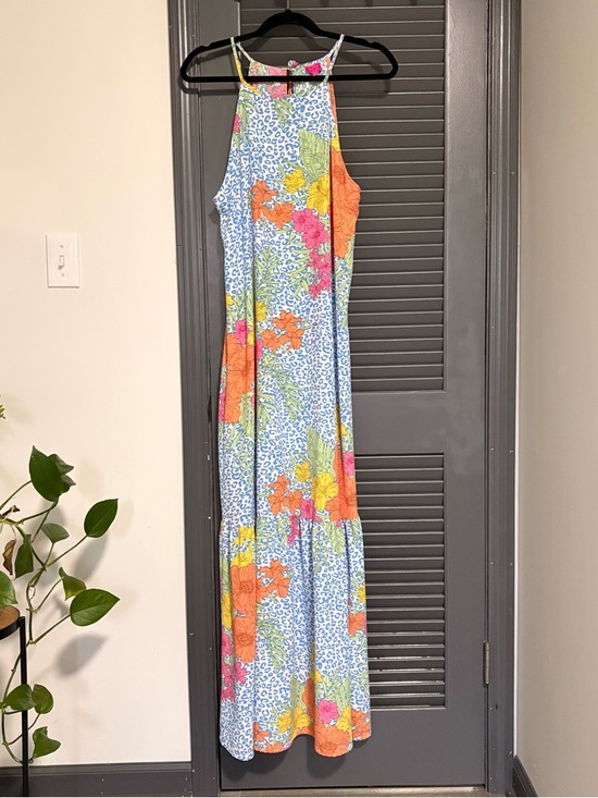 Caroline Hill Dresses & Skirts - Caroline Hill Tropical Halter Maxi Dress - Blue/Orange/Pink